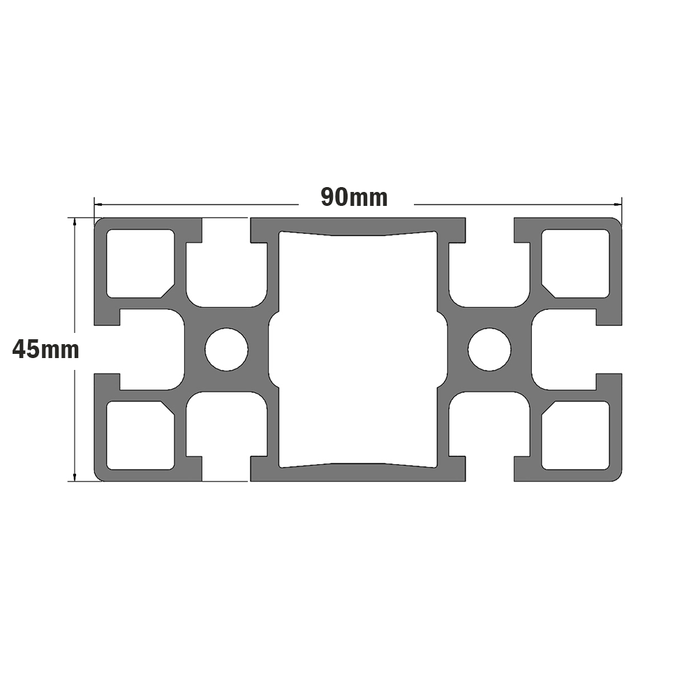 10-4590H-0-200MM MODULAR SOLUTIONS EXTRUDED PROFILE<BR>45MM X 90MM G HEAVY, CUT TO THE LENGTH OF 200 MM
